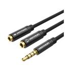 Cabo Extensor de Áudio 3.5mm Macho para 2 Fêmeas - Divisor Y para Microfone e Fone de Ouvido