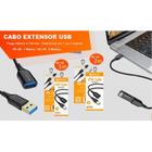 Cabo extensor  otg usb macho x usb femea 3.0 2m hrebos cb-39