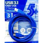 Cabo Extensor USB 3.1 Macho E Fêmea Super Velocidade De Dados Para PC Notebook 3 Metros 0187723