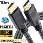 Cabo HDMI 10m 10 Metros 4k 1.4 Full HD Revestido Nylon Pino Dourado Blindado Filtro TV Monitor