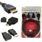 Cabo HDMI 1,5 Mts 1.4V com Adaptador Mini HDMI e Micro HDMI