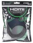 Cabo HDMI 2.0 Premium - 3 metros - 19 pinos - 4K UltraHD 3D - Chip SCE 018-2223