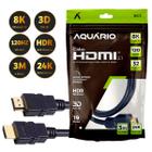 Cabo HDMI Blindado 8K 2.1 19 Pinos 3D 24K Ponta Ouro 3 Metro - Aquario