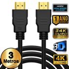 Cabo Hdmi Premium Gold 4k 3d 3 Metros Full Hd Blindado 19 Pinos