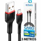 Cabo Lightning 2.4A Turbo com 3 Metros 04114 EXBOM - CBX-U2C13M3IP