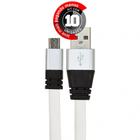 Cabo Micro Usb Flat Celular De Silicone Branco - Kit Com 10