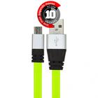 Cabo Micro Usb Flat Celular De Silicone Verde - Kit Com 10