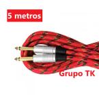 Cabo P10 X P10 -- 5 metros -- MXT -- Textil -- Vermelho --Guitarra / Violão/ Baixo/ Teclado/ Banjo/ Cavaco...