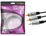 Cabo P2 Estereo + 2 Rca Macho - Fitz-C1 - 2m