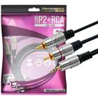 Cabo P2 Stereo Macho x 2 RCA Macho FITZ 3,0 Metros - SOLUCAO