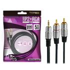 Cabo Profissional De Audio P2 + 2 Rca Blindado 5 Metros 24k