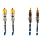 Cabo RCA Prime Automotivo Plug Metal 5mm Transp. Azul 5m Svart - 0737