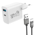 Cabo Tipo C / USB-A + Carregador de Parede Turbo - Gshield