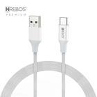 Cabo Turbo 3.1A USb Para Tipo-C Hrebos CB-207C White Braids Compativél Com Iphone 15 e Android