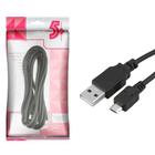 Cabo usb 2.0 - usb a macho + micro usb (v8) 2.0 - 1.8m - 5+