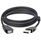 Cabo USB Extensor de 3 Metros Macho x Fêmea AM+AF com Filtro contra Interferências Preto 03933 NT