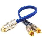Cabo Y RCA 1 Femea e 2 Machos Azul Blindado Tech One 5mm