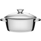 Caçarola Tramontina 22Cm Rasa Inox Tampa Vidro Allegra 3,3L