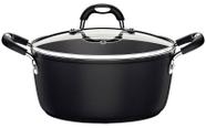 Caçarola tramontina mônaco induction em alumínio com revestimento interno e externo antiaderente starflon premium preto com tampa de vidro 28 cm 6,4 l