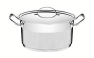 Caçarola tramontina professional funda em aço inox fundo triplo com tampa plana detalhe satinado 24 cm 6,1 l