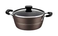 Caçarola tramontina sicília em alumínio com revestimento interno e externo em antiaderente starflon excellent avelã 24 cm 4,3 l