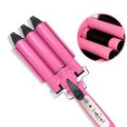 Cacheador Tri-Ondas Rosa Bivolt 25Mm Cabelos Sereia Cerâmica