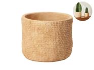 Cachepot Decorativo Redondo Estilo Fibra Natural Em Cimento Robusto Decoração Plantas Escritório Mid