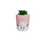 Cachepot Suculenta Ou Decoração Ovelha Rosa Bebe Ceramica - Decore Casa