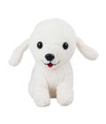 Cachorro De Pelúcia Branco Macio Sentado Fenda 21 Cm