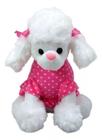 Cachorro Pelúcia Poodle Branco 28 Cm Com Roupa E Lacinho - Fofy Toys