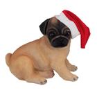 Cachorro Pug - Decoração de Natal - sem Movimento - Branco/Marrom - 1 unidade - Cromus - Rizzo