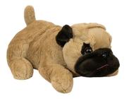 Cachorro Pug Marrom Deitado Em Pelúcia 43 Cm