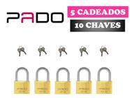 Cadeado 30mm Pado Mesma Chave Kit 5 Peças Segredos Iguais