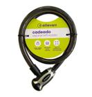 Cadeado Espiral 100cm x 15mm com Chave - Preto/Cinza - Elleven