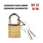 Cadeado Pado 20 Mm - Kit C/ 10 Unidades - Segredos Diferentes