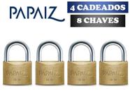 Cadeado Papaiz 70mm Kit 4 Peças Mesmos Segredos - 8 Chaves