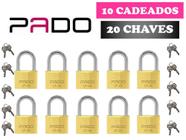 Cadeados Pado 20mm Kit 10 Peças Mesmos Segredos 20 Chaves