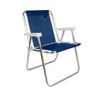 Cadeira Alumínio Alta Dobrável 110kg Sannet Azul Marinho Mor