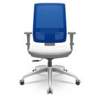 Cadeira Brizza Diretor Grafite Tela Azul Assento Aero Branco Base RelaxPlax Alumínio - 65945 - Sun House