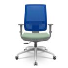 Cadeira Brizza Diretor Grafite Tela Azul Assento Vinil Verde Base RelaxPlax Alumínio - 65956