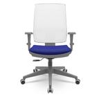 Cadeira Brizza Diretor Grafite Tela Branca Assento Aero Azul Base RelaxPlax Piramidal - 66365