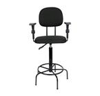 Cadeira caixa alta com braço - L duplo - regulagem de altura - base de ferro fixa tecido preto