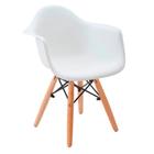 Cadeira Charles Eames Eiffel Design Wood Com Braço - Branco