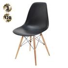 Cadeira Charles Eames Eiffel Preta Base Madeira