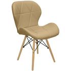 Cadeira Charles Eames Eiffel Slim Wood Estofada - Bege