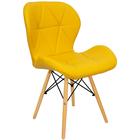 Cadeira Charles Eames Eiffel Slim Wood Estofada - Mostarda