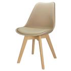Cadeira Charles Eames Leda Luisa Saarinen Design Wood Estofada Base Madeira - Bege