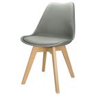 Cadeira Charles Eames Leda Luisa Saarinen Design Wood Estofada Base Madeira - Cinza