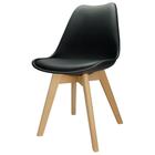 Cadeira Charles Eames Leda Luisa Saarinen Design Wood Estofada Base Madeira - Preta