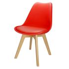 Cadeira Charles Eames Leda Luisa Saarinen Design Wood Estofada Base Madeira - Vermelha